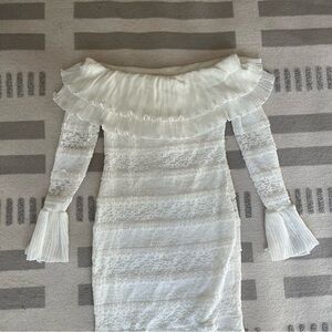 Maternity White Off-Shoulder Lace Dress